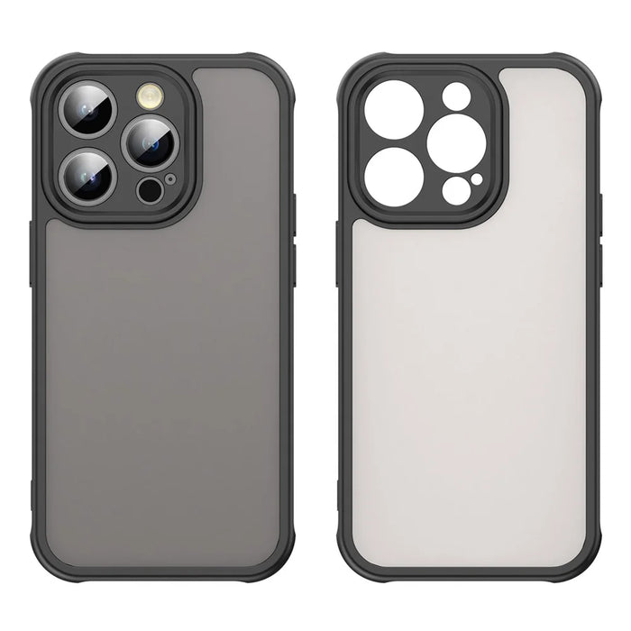 For iPhone 14 Pro Case Drop Proof Airbags Frosted Translucent PC + TPU Phone Back Cover - Black - 2