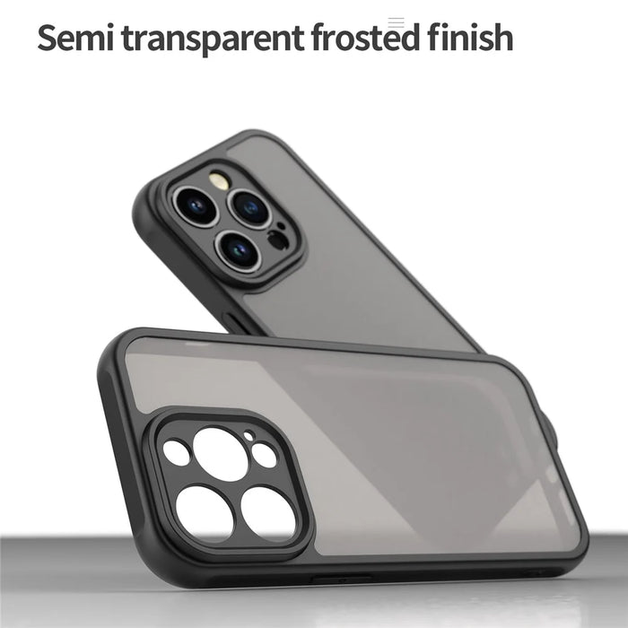 For iPhone 14 Pro Case Drop Proof Airbags Frosted Translucent PC + TPU Phone Back Cover - Black - 5
