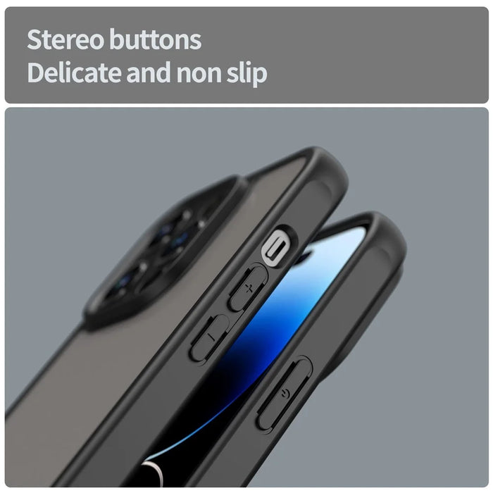 For iPhone 14 Pro Case Drop Proof Airbags Frosted Translucent PC + TPU Phone Back Cover - Black - 6
