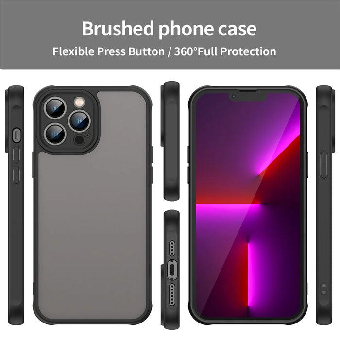 For iPhone 13 Pro Case Drop Proof Airbags Frosted Translucent PC + TPU Phone Back Cover - Black - 3