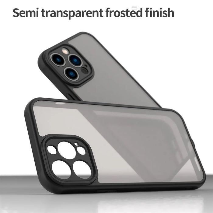 For iPhone 13 Pro Case Drop Proof Airbags Frosted Translucent PC + TPU Phone Back Cover - Black - 5