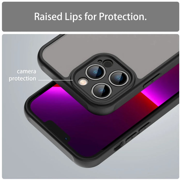 For iPhone 13 Pro Case Drop Proof Airbags Frosted Translucent PC + TPU Phone Back Cover - Black - 7