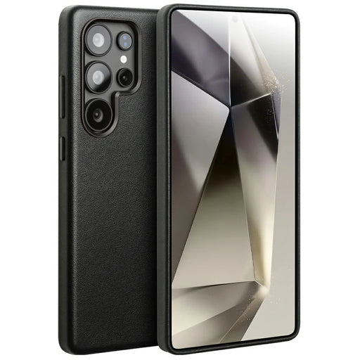 QIALINO For Samsung Galaxy S25 Ultra Magnetic Case Genuine Cow Leather PC Phone Back Cover - 1