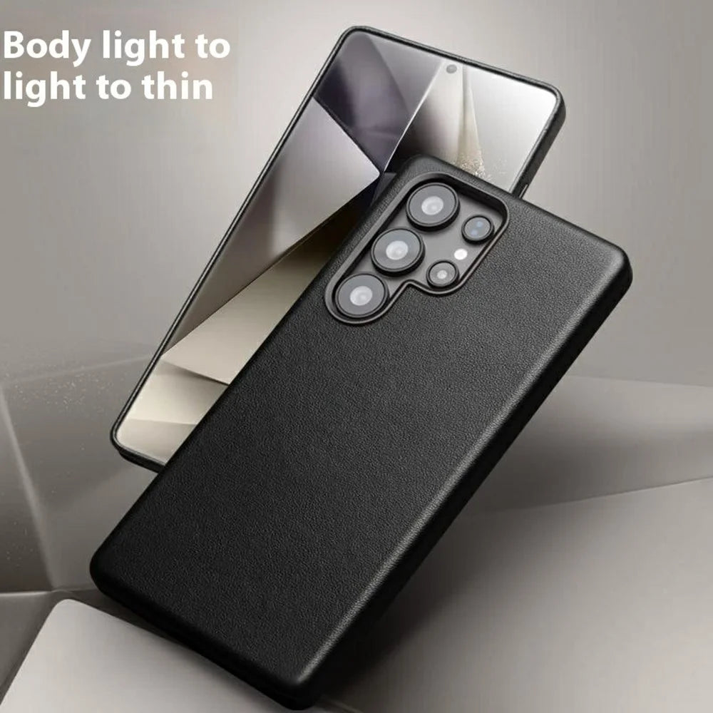 QIALINO For Samsung Galaxy S25 Ultra Magnetic Case Genuine Cow Leather PC Phone Back Cover - 6