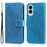 For Samsung Galaxy S25 Edge Case Floral Pattern PU Leather Wallet Stand Phone Cover - Blue - 1