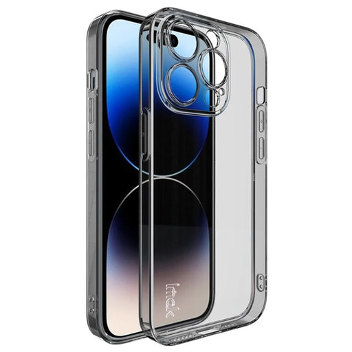 IMAK UX-5 Series for iPhone 14 Pro Flexible TPU Phone Shell Super Transparent Anti-dust Phone Case - Transparent Black - 1