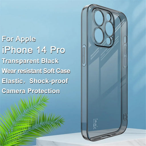IMAK UX-5 Series for iPhone 14 Pro Flexible TPU Phone Shell Super Transparent Anti-dust Phone Case - Transparent Black - 2
