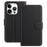 For iPhone 16 Pro Leather Case Wallet Stand Solid Color Anti Drop Phone Cover - Black - 1