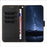 For iPhone 16 Pro Leather Case Wallet Stand Solid Color Anti Drop Phone Cover - Black - 6