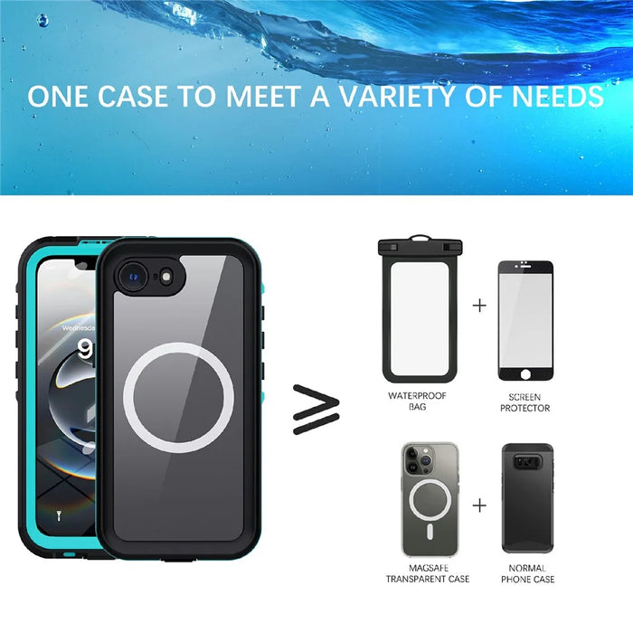 REDPEPPER Dot+ Series For iPhone 17e / 16e Phone Case Compatible with MagSafe IP68 Waterproof Clear Phone Cover - Blue - 2