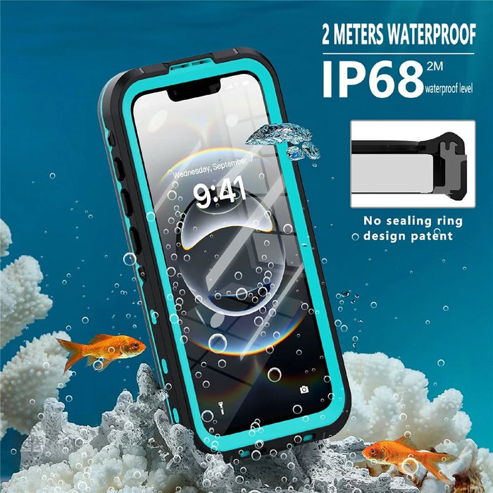 REDPEPPER Dot+ Series For iPhone 17e / 16e Phone Case Compatible with MagSafe IP68 Waterproof Clear Phone Cover - Blue - 6