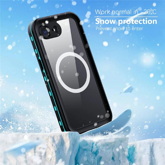 REDPEPPER Dot+ Series For iPhone 17e / 16e Phone Case Compatible with MagSafe IP68 Waterproof Clear Phone Cover - Blue - 7