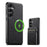 SUTENI H19 For Samsung Galaxy S24+ Magnetic Case Card Holder Kickstand Litchi Texture Leather Back Cover - Black - 1