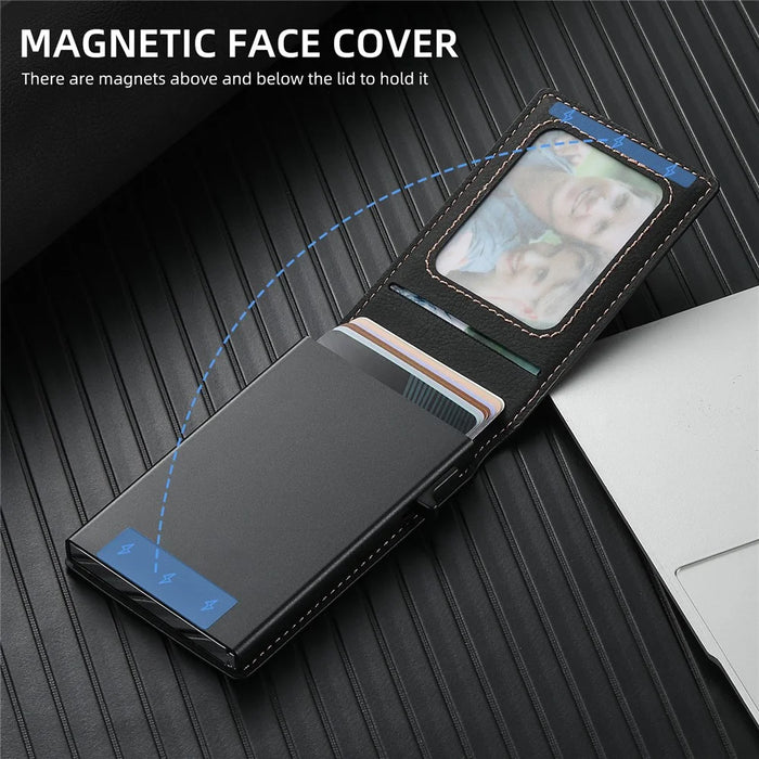SUTENI H19 For Samsung Galaxy S24+ Magnetic Case Card Holder Kickstand Litchi Texture Leather Back Cover - Black - 6
