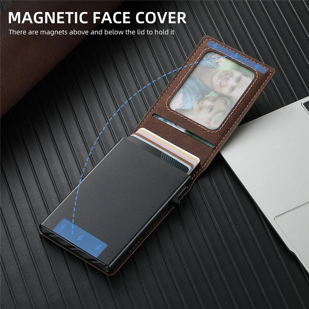 SUTENI H19 For Samsung Galaxy S24 Magnetic Case Card Holder Kickstand Litchi Texture Leather Back Cover - Brown - 6