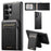 SUTENI H19 For Samsung Galaxy S25 Ultra Magnetic Case Waxy Texture Card Slots Leather Back Phone Cover - Black - 1