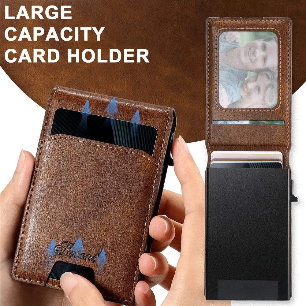 SUTENI H19 For Samsung Galaxy S25+ Magnetic Case Waxy Texture Card Slots Leather Back Phone Cover - Brown - 7
