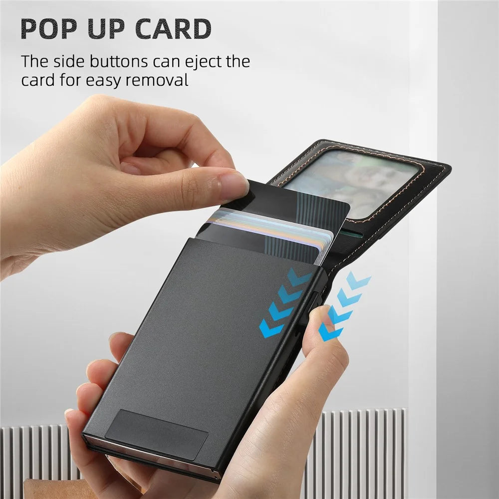 SUTENI H19 For Samsung Galaxy S25 Magnetic Case Waxy Texture Card Slots Leather Back Phone Cover - Black - 5