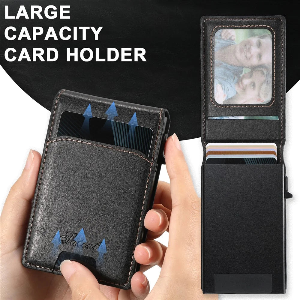 SUTENI H19 For Samsung Galaxy S25 Magnetic Case Waxy Texture Card Slots Leather Back Phone Cover - Black - 7