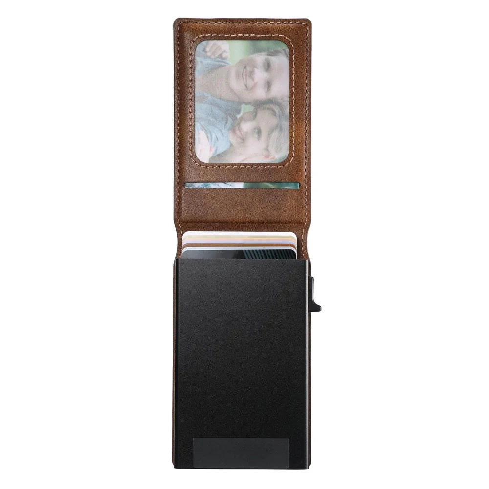 SUTENI H19 For Samsung Galaxy S24+ Magnetic Case Waxy Texture Card Slots Leather Back Phone Cover - Brown - 3