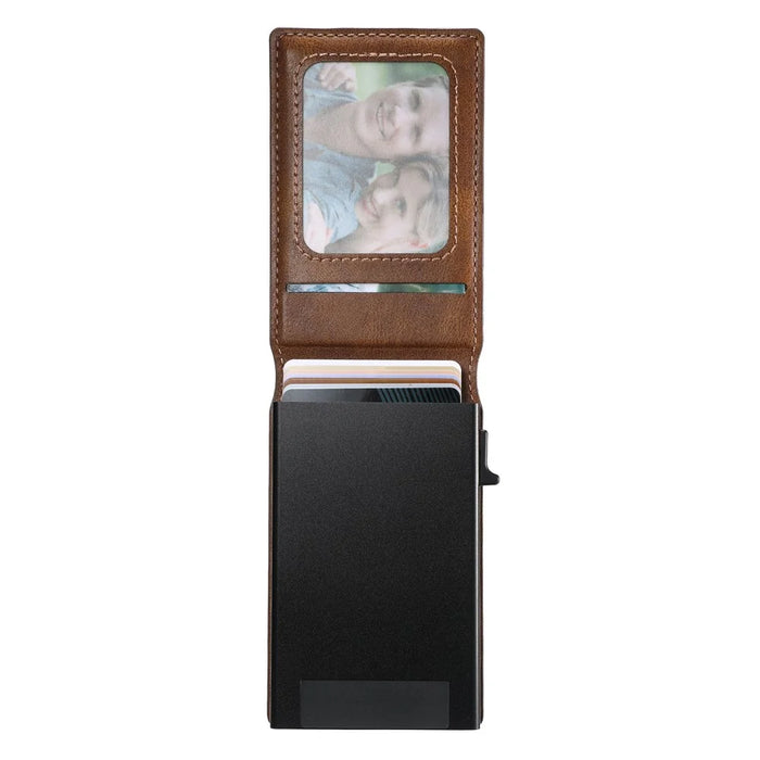 SUTENI H19 For Samsung Galaxy S24+ Magnetic Case Waxy Texture Card Slots Leather Back Phone Cover - Brown - 3