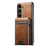 SUTENI H19 For Samsung Galaxy S24+ Magnetic Case Waxy Texture Card Slots Leather Back Phone Cover - Brown - 4