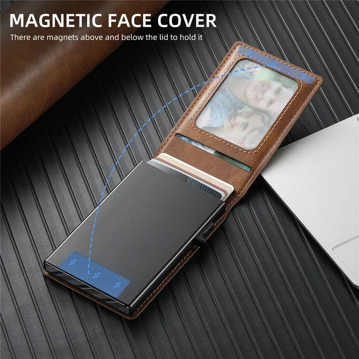 SUTENI H19 For Samsung Galaxy S24+ Magnetic Case Waxy Texture Card Slots Leather Back Phone Cover - Brown - 6