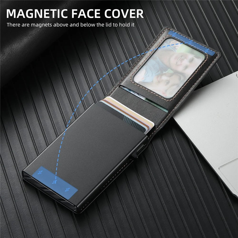 SUTENI H19 For Samsung Galaxy S24 Magnetic Case Waxy Texture Card Slots Leather Back Phone Cover - Black - 6