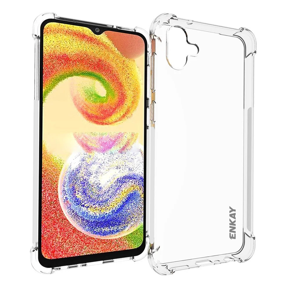 ENKAY HAT PRINCE For Samsung Galaxy A04 4G (164.4 x 76.3 x 9.1 mm) Soft TPU Transparent Case Reinforced Corners Anti-slip Strip Edge Protective Phone Cover - 1