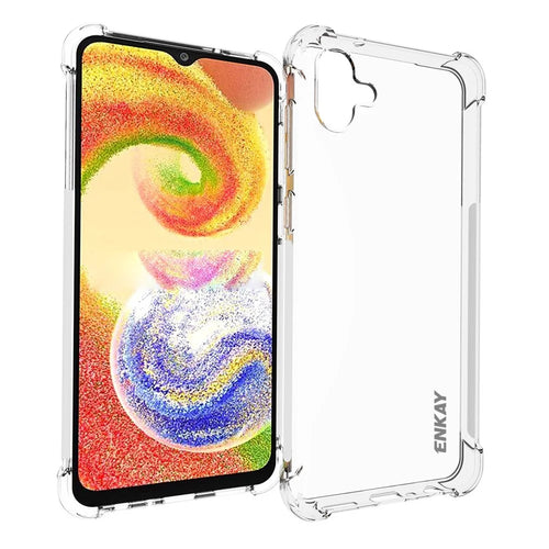 ENKAY HAT PRINCE For Samsung Galaxy A04 4G (164.4 x 76.3 x 9.1 mm) Soft TPU Transparent Case Reinforced Corners Anti-slip Strip Edge Protective Phone Cover - 1