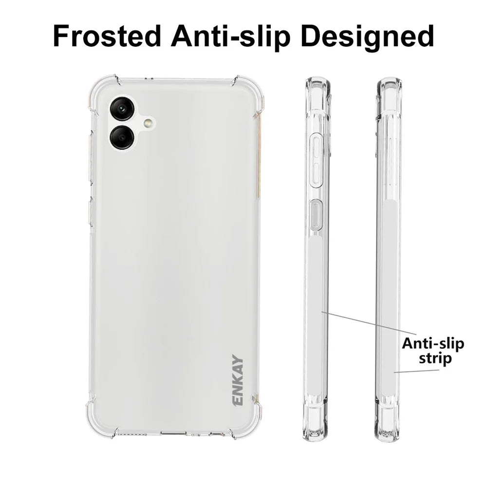 ENKAY HAT PRINCE For Samsung Galaxy A04 4G (164.4 x 76.3 x 9.1 mm) Soft TPU Transparent Case Reinforced Corners Anti-slip Strip Edge Protective Phone Cover - 4
