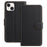 For iPhone 15 Plus Leather Case Wallet Stand Solid Color Anti Drop Phone Cover - Black - 1