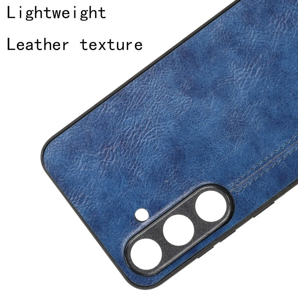 For Samsung Galaxy S25 Case Leather + TPU + PC Phone Cover Stitching Line - Blue - 3