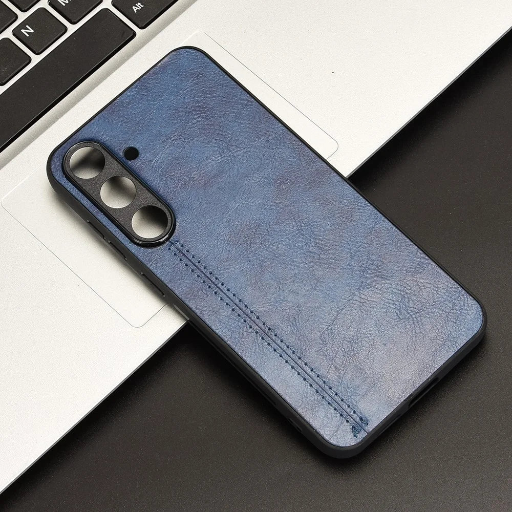 For Samsung Galaxy S25 Case Leather + TPU + PC Phone Cover Stitching Line - Blue - 7