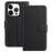 For iPhone 14 Pro Leather Case Wallet Stand Solid Color Anti Drop Phone Cover - Black - 1