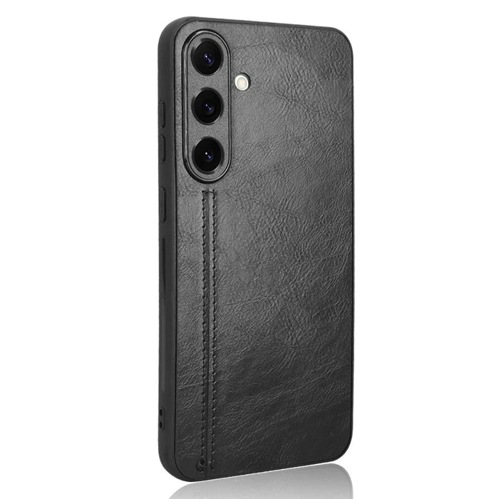For Samsung Galaxy S25+ Case Leather + TPU + PC Phone Cover Stitching Line - Black - 1