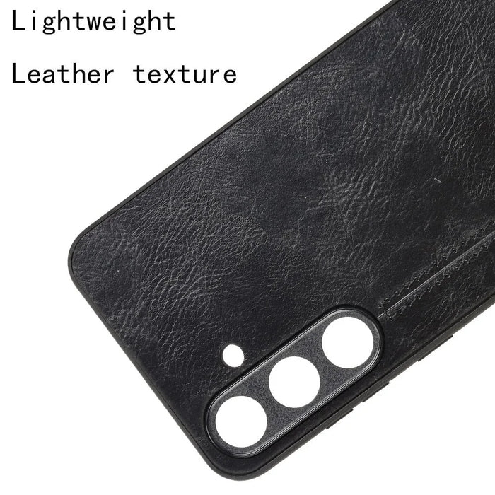 For Samsung Galaxy S25+ Case Leather + TPU + PC Phone Cover Stitching Line - Black - 3