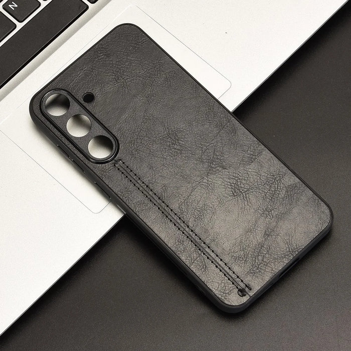 For Samsung Galaxy S25+ Case Leather + TPU + PC Phone Cover Stitching Line - Black - 7