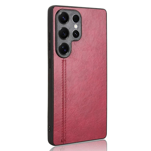 For Samsung Galaxy S25 Ultra Case Leather + TPU + PC Phone Cover Stitching Line - Red - 1