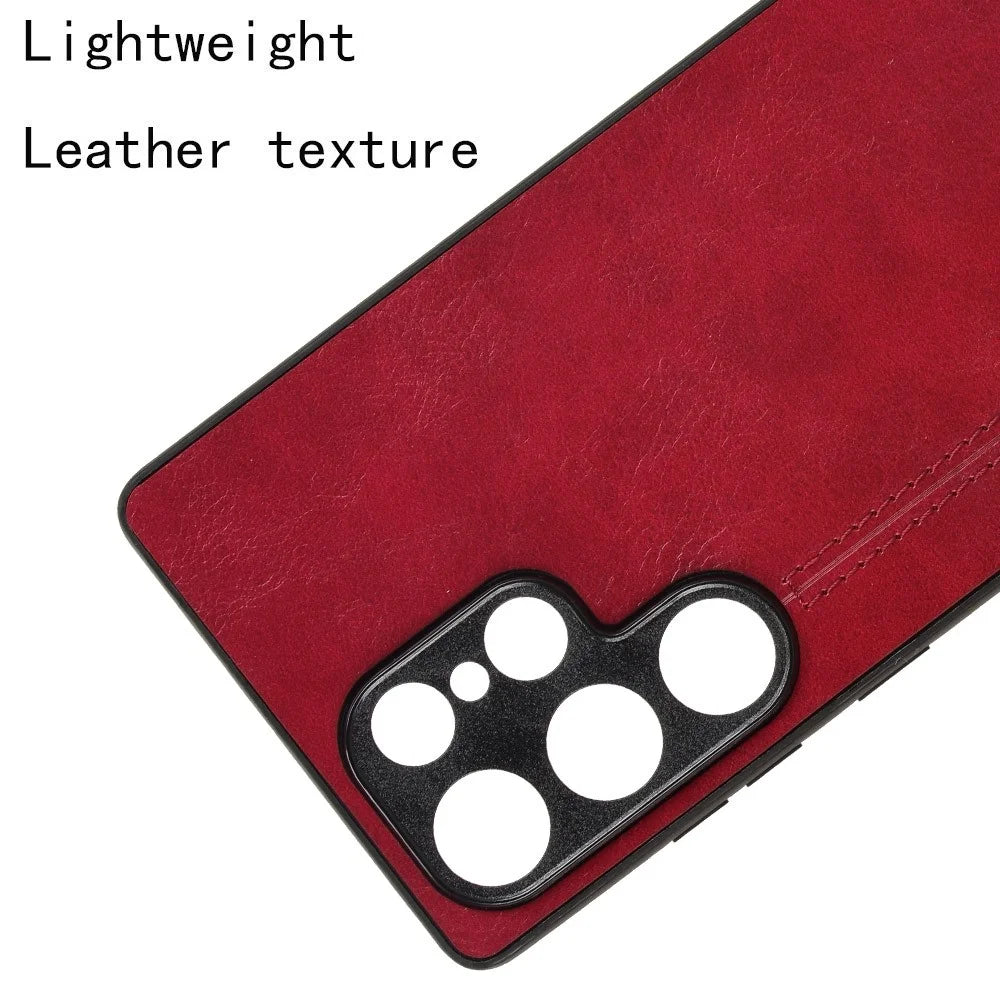 For Samsung Galaxy S25 Ultra Case Leather + TPU + PC Phone Cover Stitching Line - Red - 2