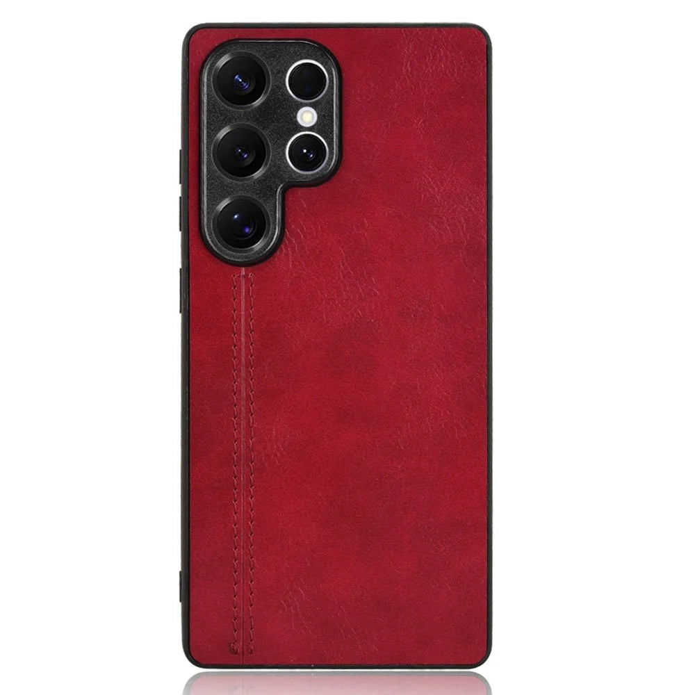 For Samsung Galaxy S25 Ultra Case Leather + TPU + PC Phone Cover Stitching Line - Red - 5