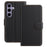 For Samsung Galaxy S24 FE Leather Case Wallet Stand Solid Color Anti Drop Phone Cover - Black - 1