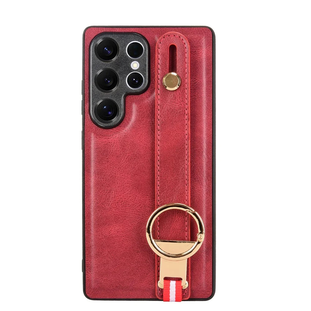 For Samsung Galaxy S25 Ultra Case Wristband Kickstand Leather + PC + TPU Phone Cover with Bottle Opener - Red - 4