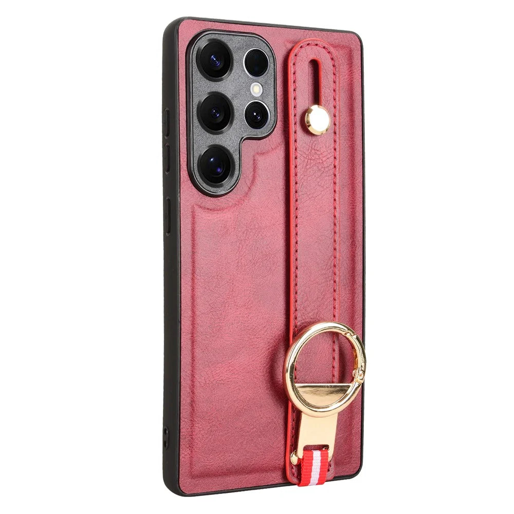 For Samsung Galaxy S25 Ultra Case Wristband Kickstand Leather + PC + TPU Phone Cover with Bottle Opener - Red - 5