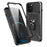 Slide Camera Protection Kickstand Case for iPhone 14 Pro, Tempered Glass Film Full Coverage PC + TPU Shockproof Phone Cover - Black - 1