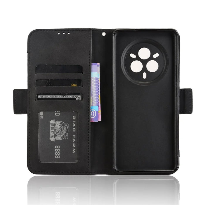 For Realme 14 Pro 5G Leather Case Phone Wallet Cover with Multiple Card Slots - Black - 5