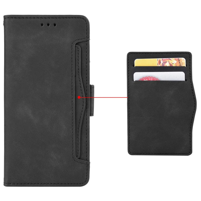 For Realme 14 Pro 5G Leather Case Phone Wallet Cover with Multiple Card Slots - Black - 6