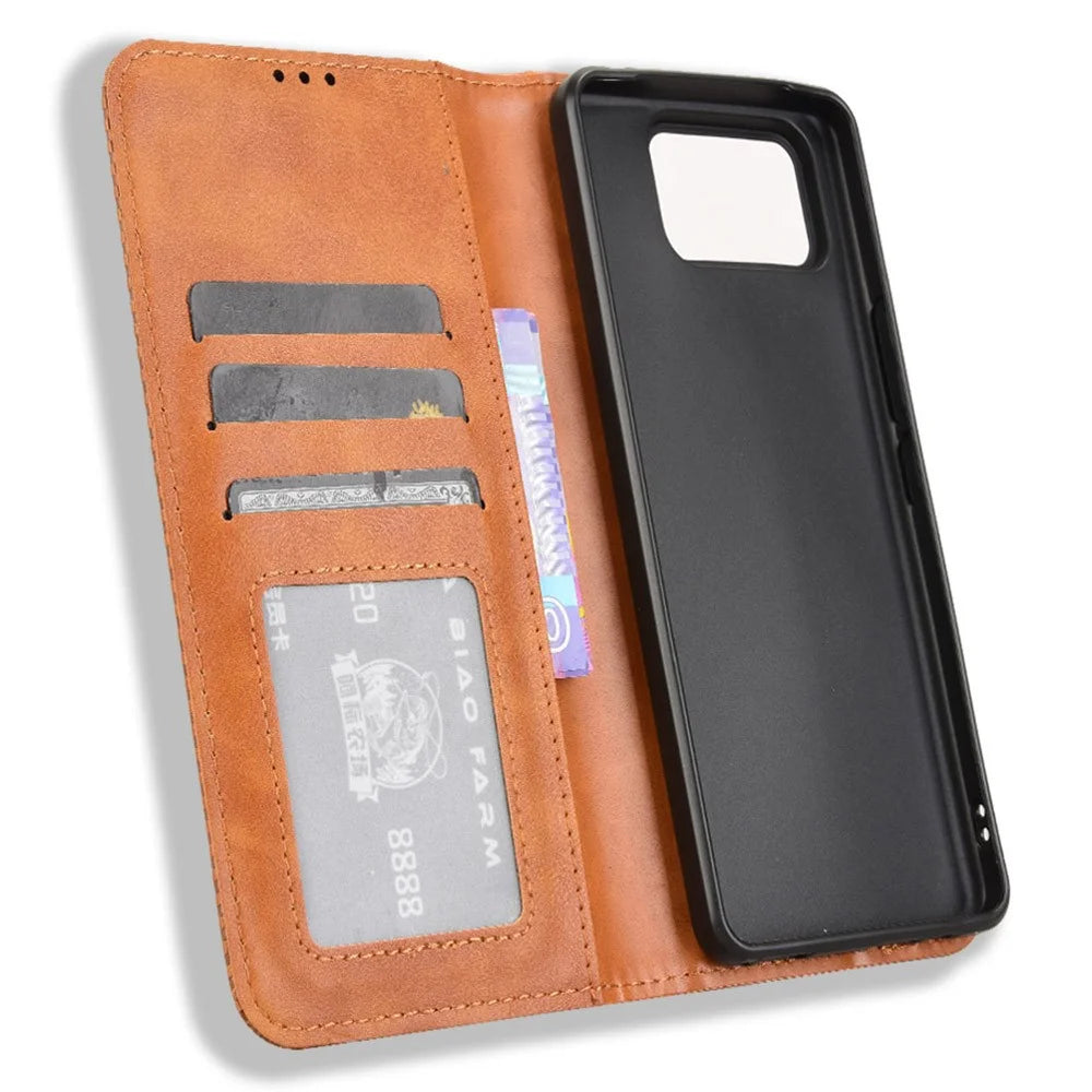 For Asus Zenfone 12 Ultra 5G Case Wallet Stand Retro Texture Leather Phone Cover - Brown - 4