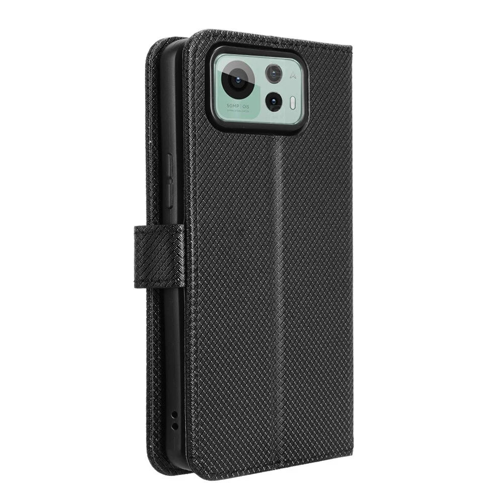 For Asus Zenfone 12 Ultra 5G Case PU Leather Diamond Texture Wallet Phone Cover - Black - 7