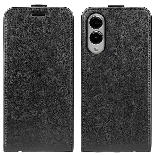 For Samsung Galaxy S25 Edge Case with Card Slots Vertical Flip Leather Phone Cover - Black - 1